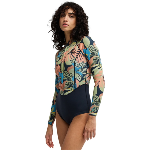 2026 Billabong Womens Salty Dayz Light Natural 1mm Front Zip Springsuit Wetsuit 24BW193502 - Black Tropical